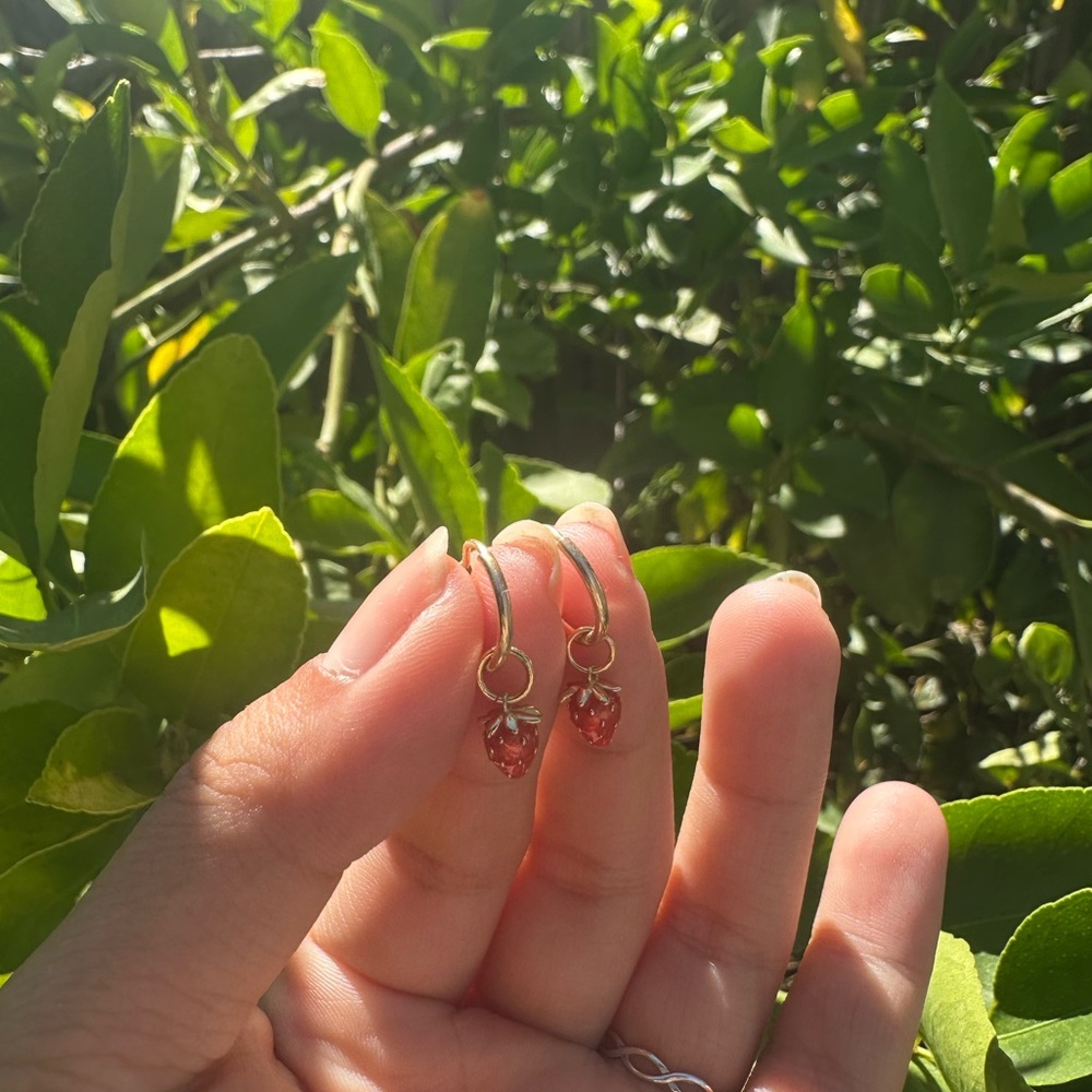 Strawberry Huggie Hoops Gold-Filled
